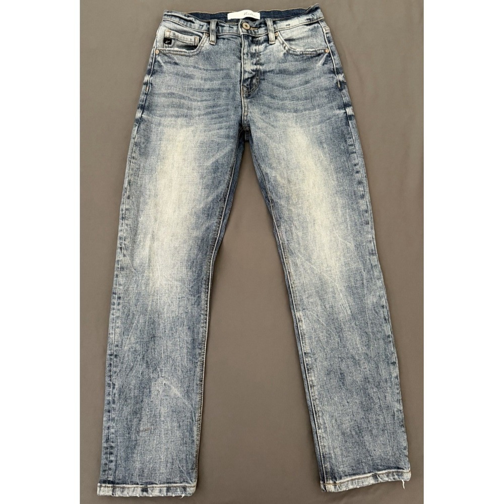 KanCan Jeans Womens Size 1/24 Med Wash Straight Leg Distressed Stretch Mid Rise